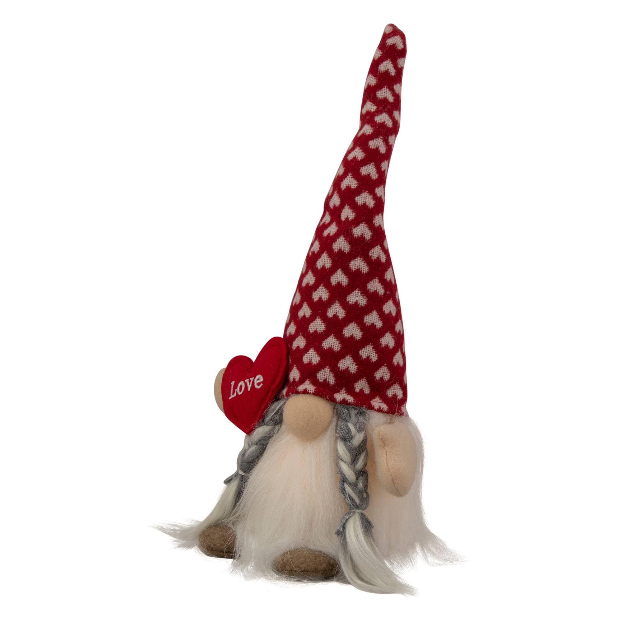 13" Lighted Girl Valentine's Day Gnome With Love Heart